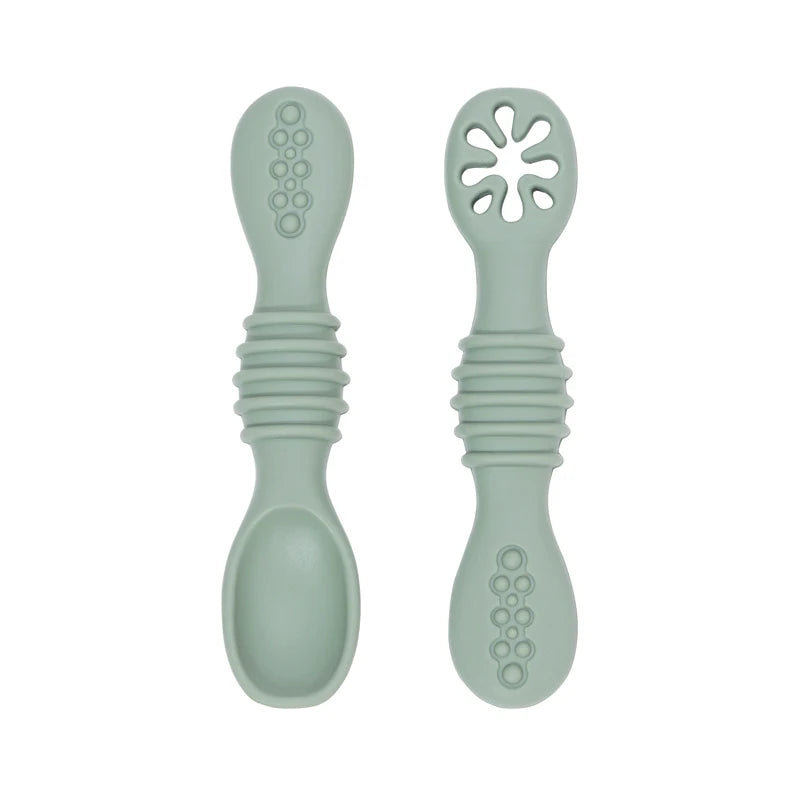 2PCS Baby Silicone Training Spoons | Kids Feeding Set