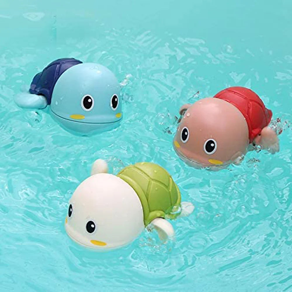 3PCS Wind-Up Baby Bath Toys, Cute Swimming Turtles for Kids