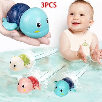 3PCS Wind-Up Baby Bath Toys, Cute Swimming Turtles for Kids