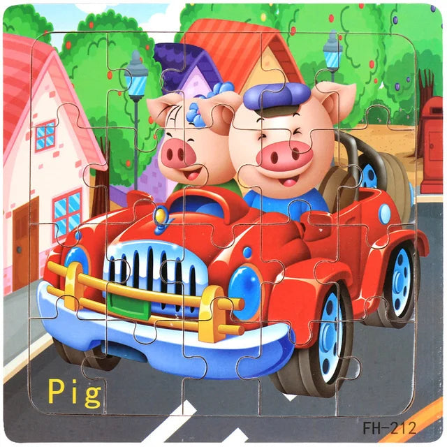 20pc Wooden 3D Animal Vehicle Puzzle Toy for Kids Age 1-3