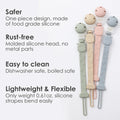 BPA-Free Silicone Pacifier Clips, One-Piece Design, Baby 3+