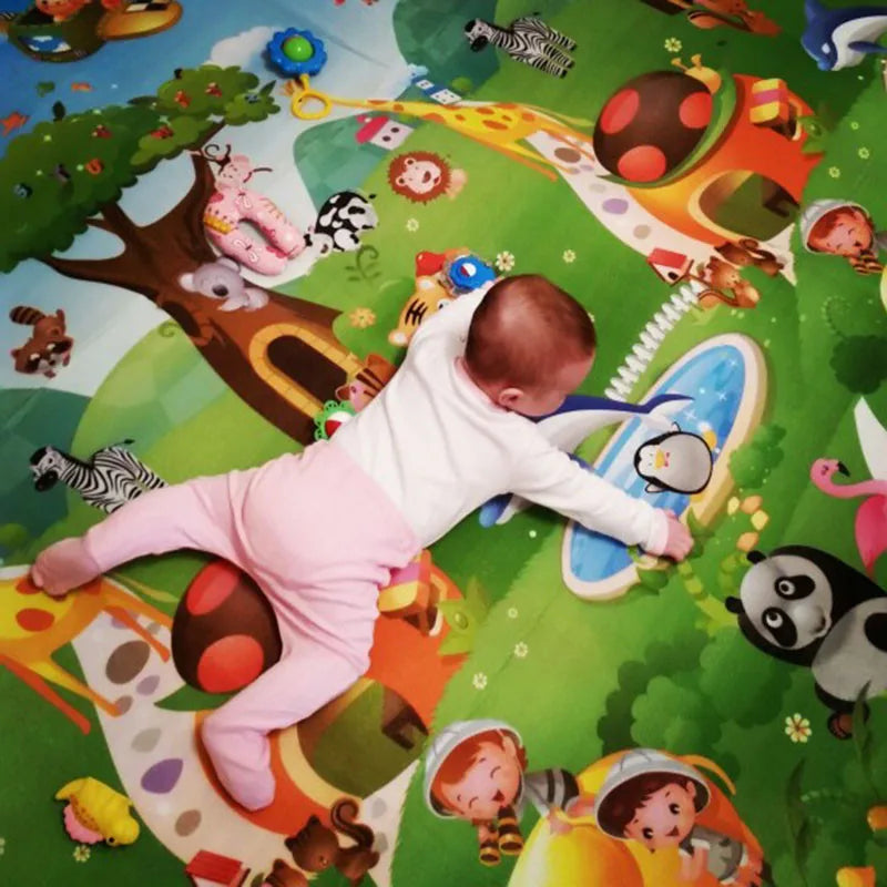 Double-Sided Baby Play Mat Animals Kids Educational Rug