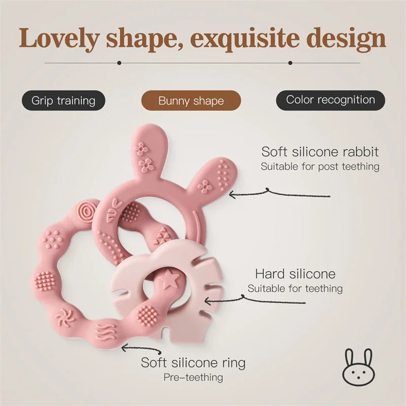 Baby Silicone Teether Ring BPA-Free | Cartoon Rattle Toy