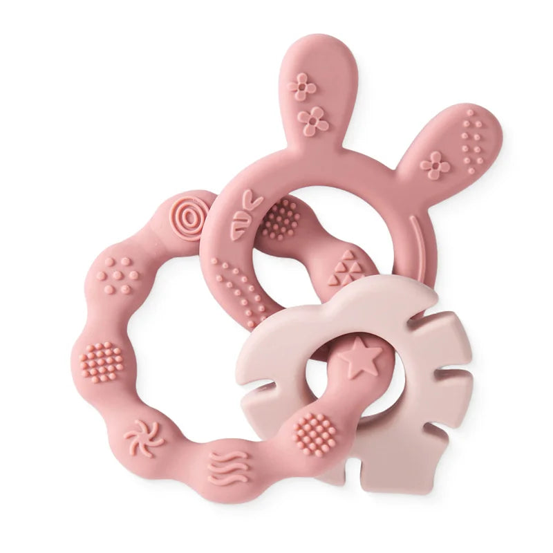 Baby Silicone Teether Ring BPA-Free | Cartoon Rattle Toy