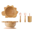 Bamboo Baby Feeding Tableware Set Silicone Suction Cups