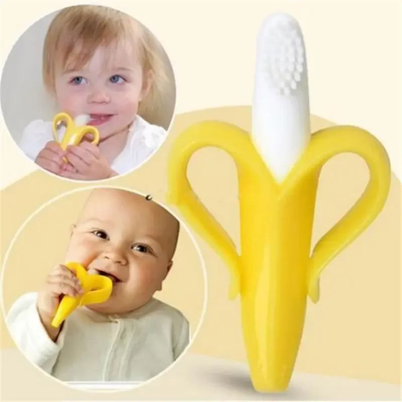 Banana Baby Teether Silicone Toothbrush BPA-Free Chew Toy