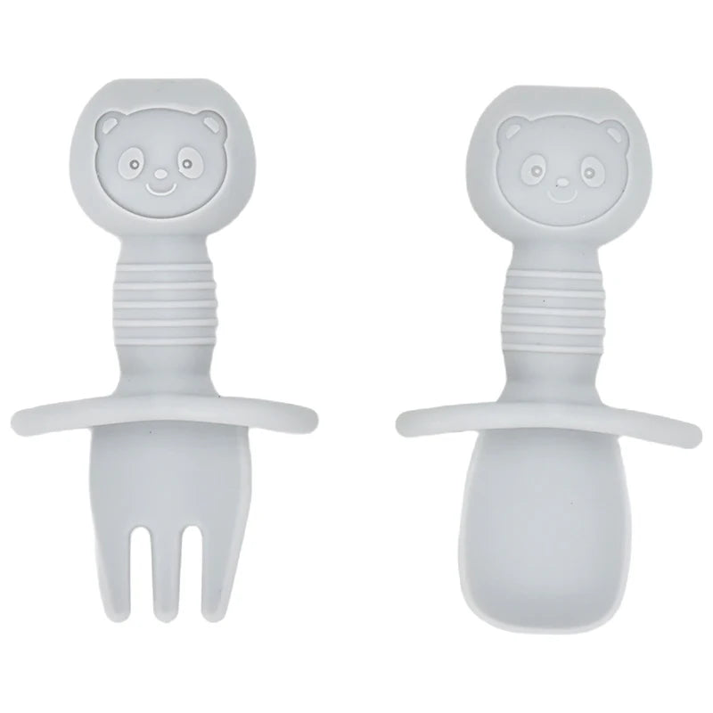 2PCS Baby Silicone Training Spoons | Kids Feeding Set