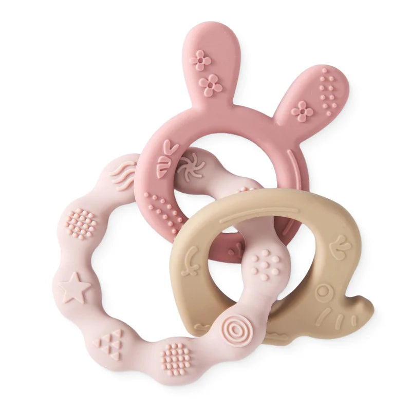 Baby Silicone Teether Ring BPA-Free | Cartoon Rattle Toy