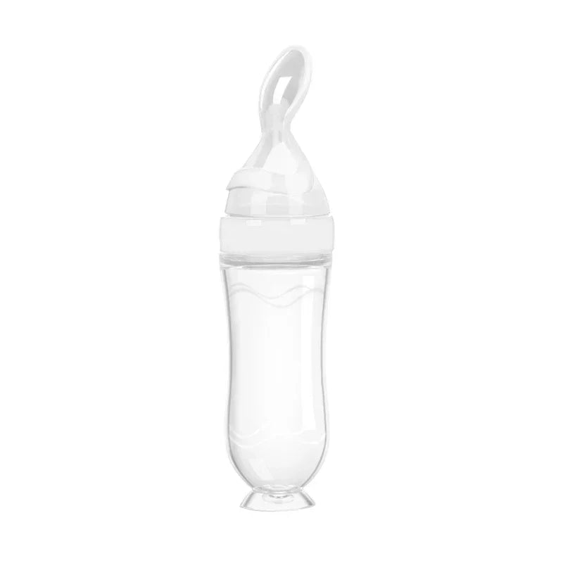 Silicone Baby Food Feeder & Dispensing Spoon with Suction Cup