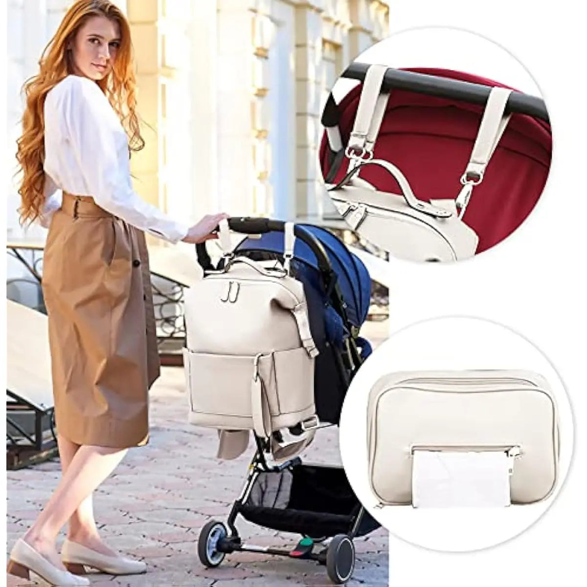 Leather Diaper Bag & Stroller Organizer Stylish Baby Gear