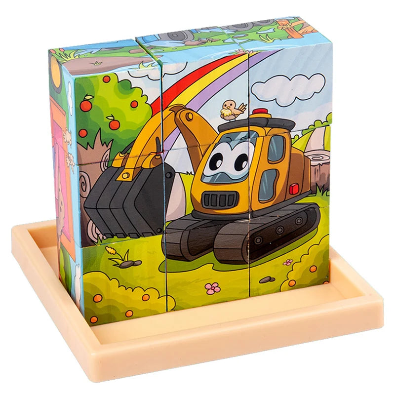 3D Wooden Cube Puzzle Toy - Montessori Learning for Kids