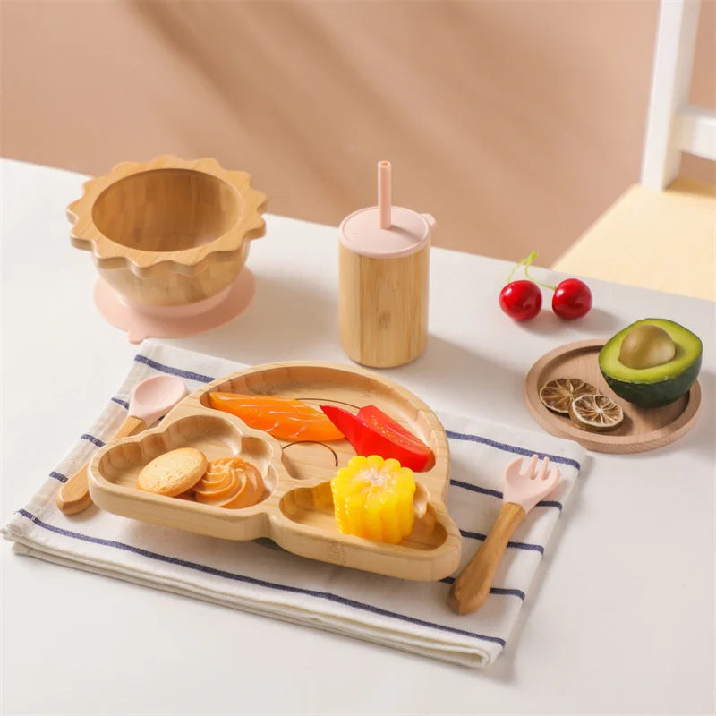 Baby Wooden Tableware Feeding Set