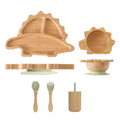 Bamboo Baby Feeding Tableware Set Silicone Suction Cups