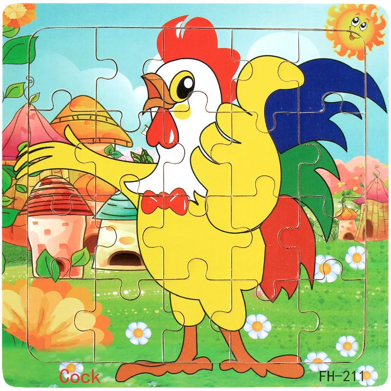 20pc Wooden 3D Animal Vehicle Puzzle Toy for Kids Age 1-3