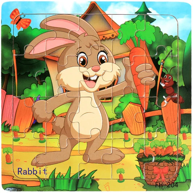 20pc Wooden 3D Animal Vehicle Puzzle Toy for Kids Age 1-3