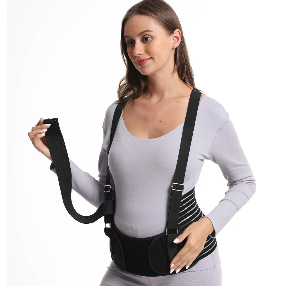 M-XXL Lumbar Back Brace Belt for Pregnant Women - Black