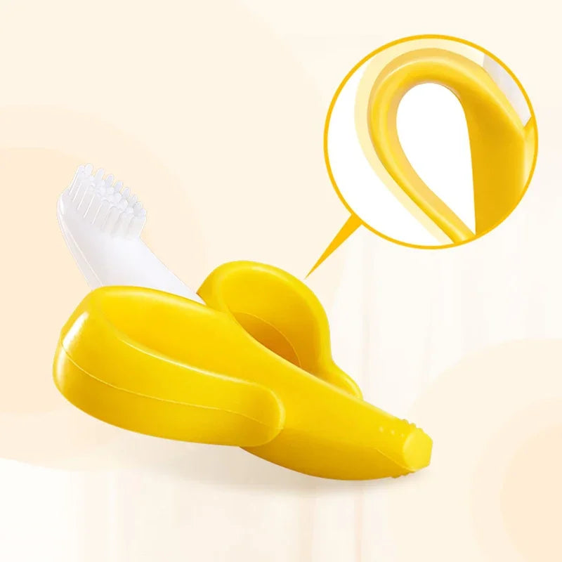 Banana Baby Teether Silicone Toothbrush BPA-Free Chew Toy