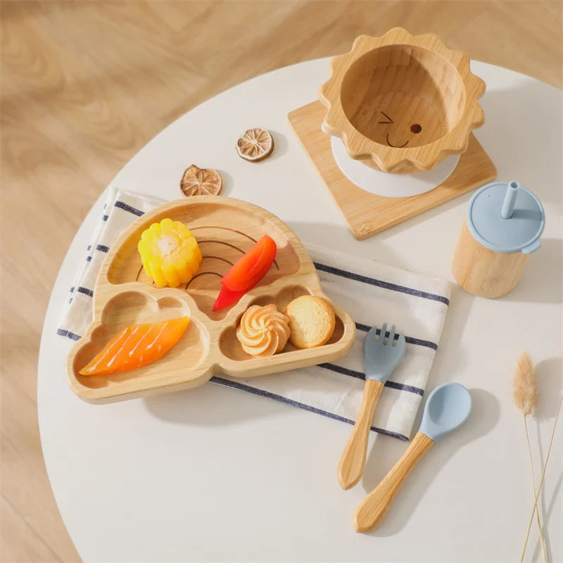 Baby Wooden Tableware Feeding Set