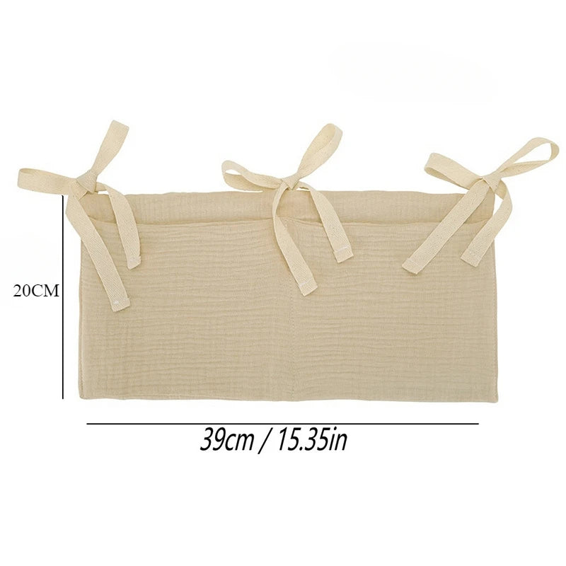 Baby Crib Storage Bag - Cotton Organizer for Diapers & Toys