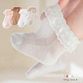 1 Pair Baby Girl Summer Ruffle Socks - Mesh Cotton Thin