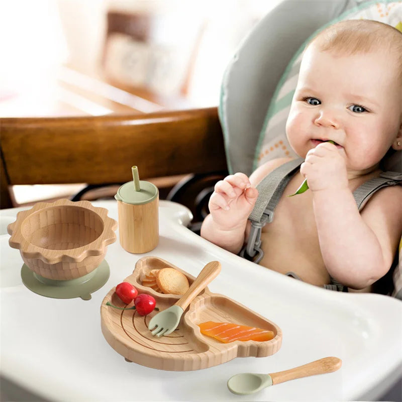 Baby Wooden Tableware Feeding Set