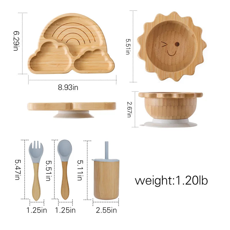 Baby Wooden Tableware Feeding Set