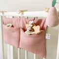 Baby Crib Storage Bag - Cotton Organizer for Diapers & Toys
