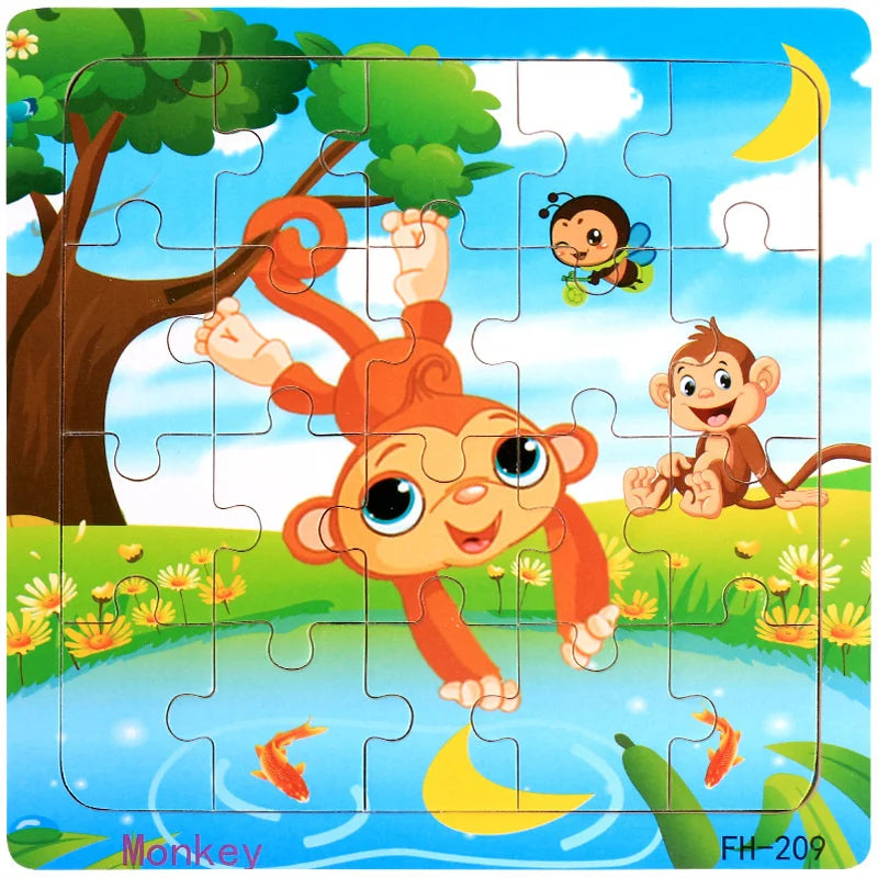 20pc Wooden 3D Animal Vehicle Puzzle Toy for Kids Age 1-3