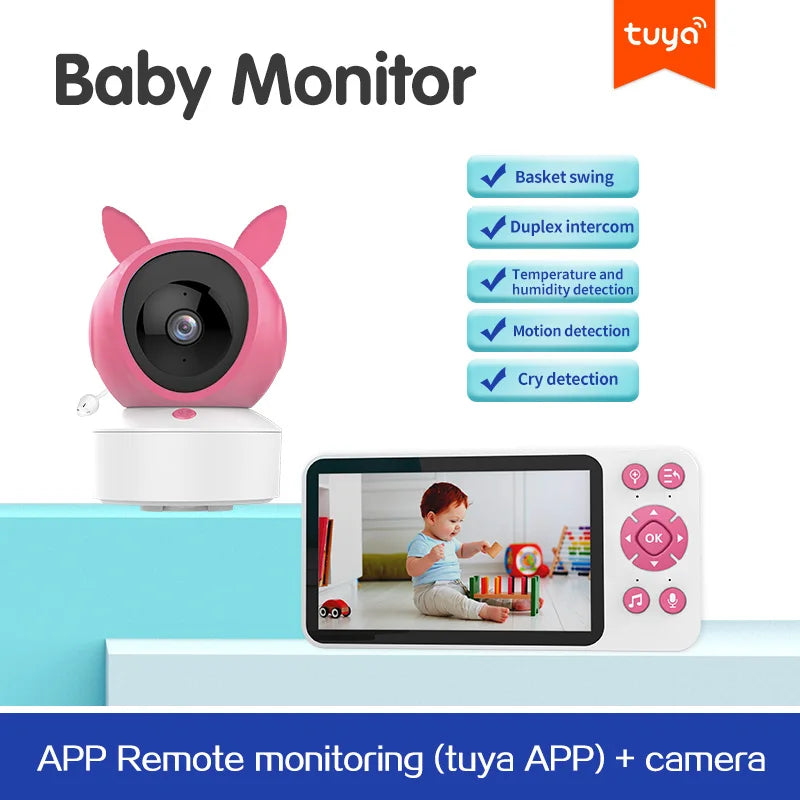 5" Smart WiFi Baby Monitor 1080P Audio/Video, Temp & Motion Alerts