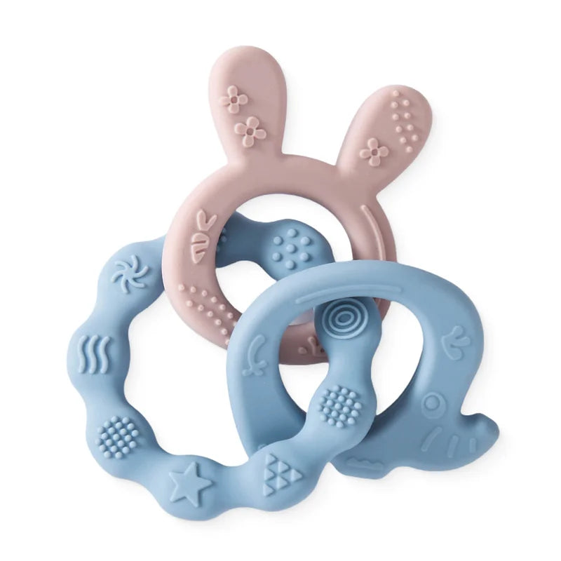 Baby Silicone Teether Ring BPA-Free | Cartoon Rattle Toy