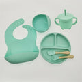 6/8-Piece Baby Silicone Tableware Set with Suction, Forks, Bibs & Cups