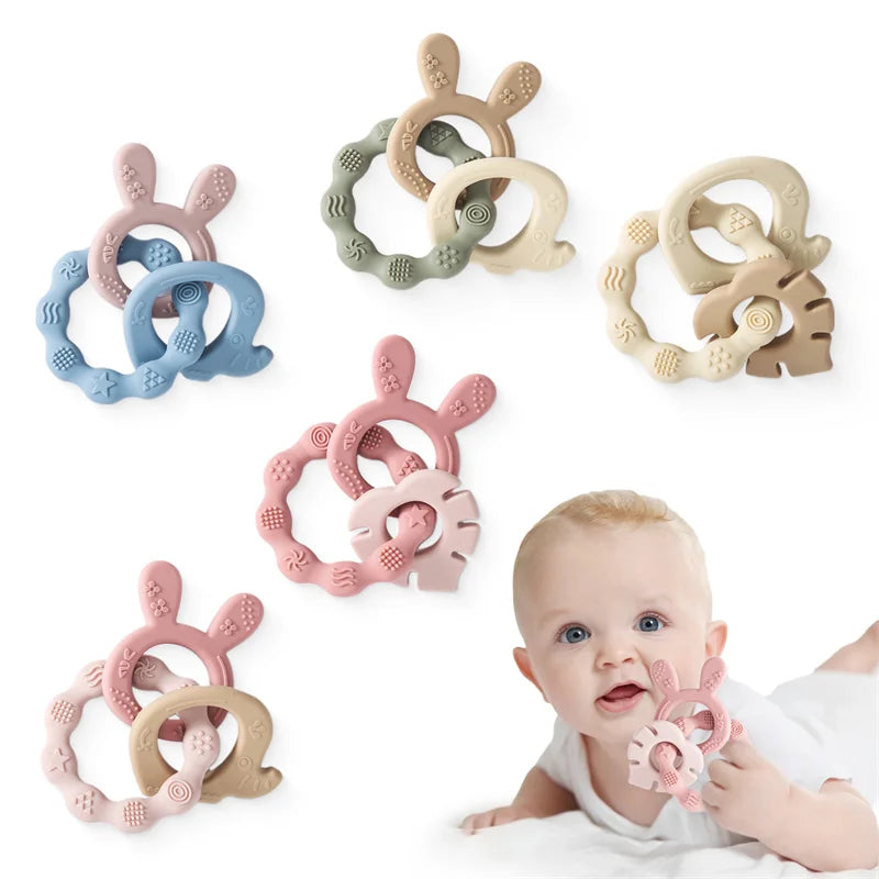 Baby Silicone Teether Ring BPA-Free | Cartoon Rattle Toy