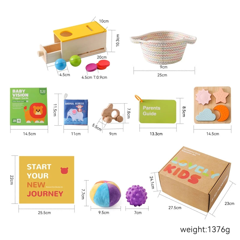 Baby Montessori Toy Set 0-12 Months Baby Learning Cognitive Kit