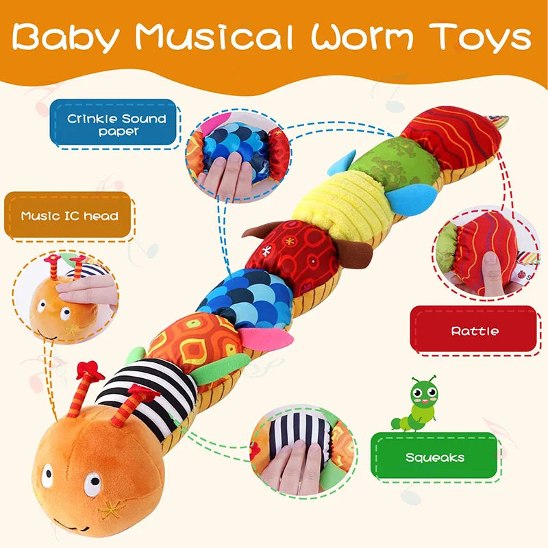 Baby Rattle Musical Caterpillar Plush Toy for Newborns & Toddlers