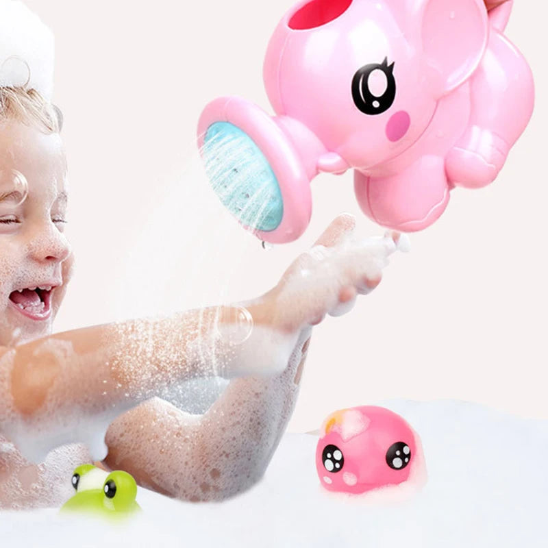 Elephant Shape Baby Bath Toy Water Spray with Mesh Storage