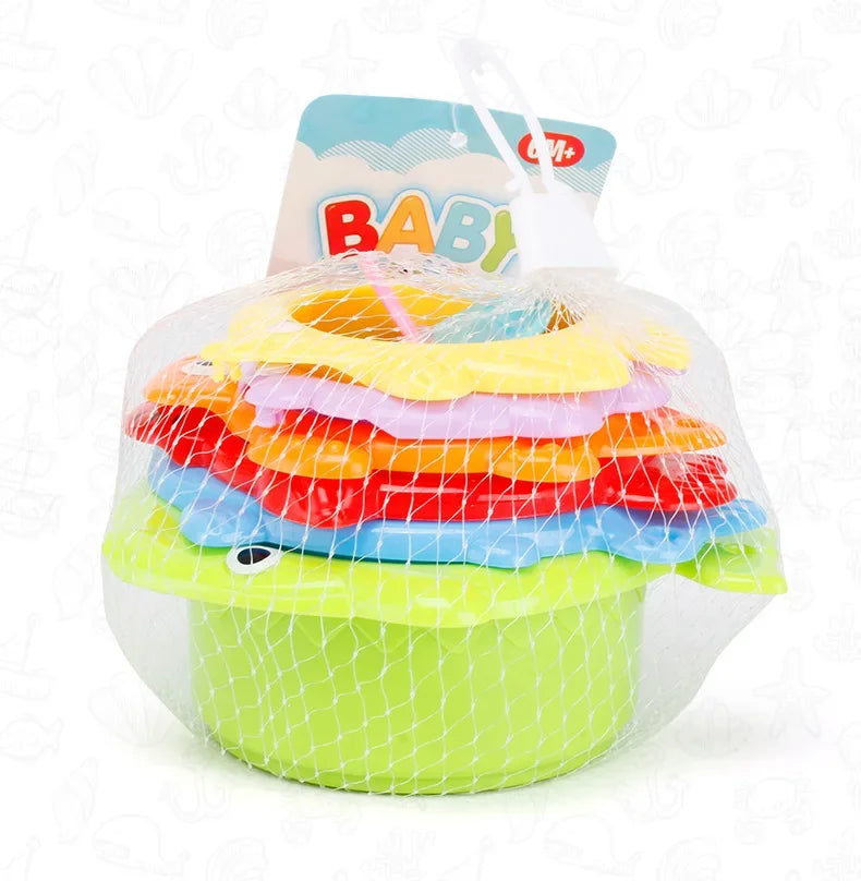 6Pcs Baby Stacking Cups Bath Toys Ocean Tower Gift Set