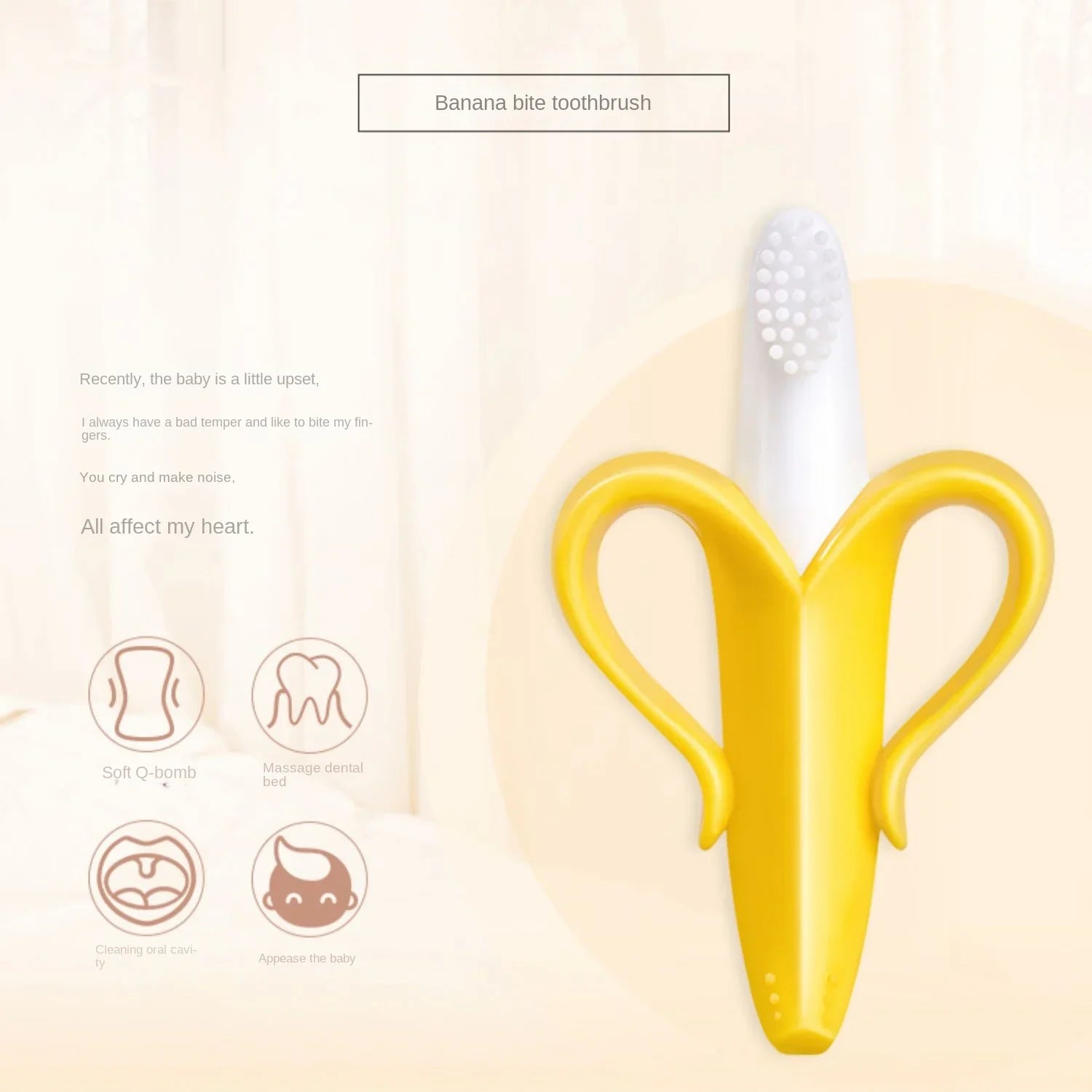 Banana Baby Teether Silicone Toothbrush BPA-Free Chew Toy