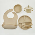 6/8-Piece Baby Silicone Tableware Set with Suction, Forks, Bibs & Cups