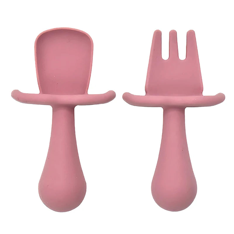 2PCS Baby Silicone Training Spoons | Kids Feeding Set