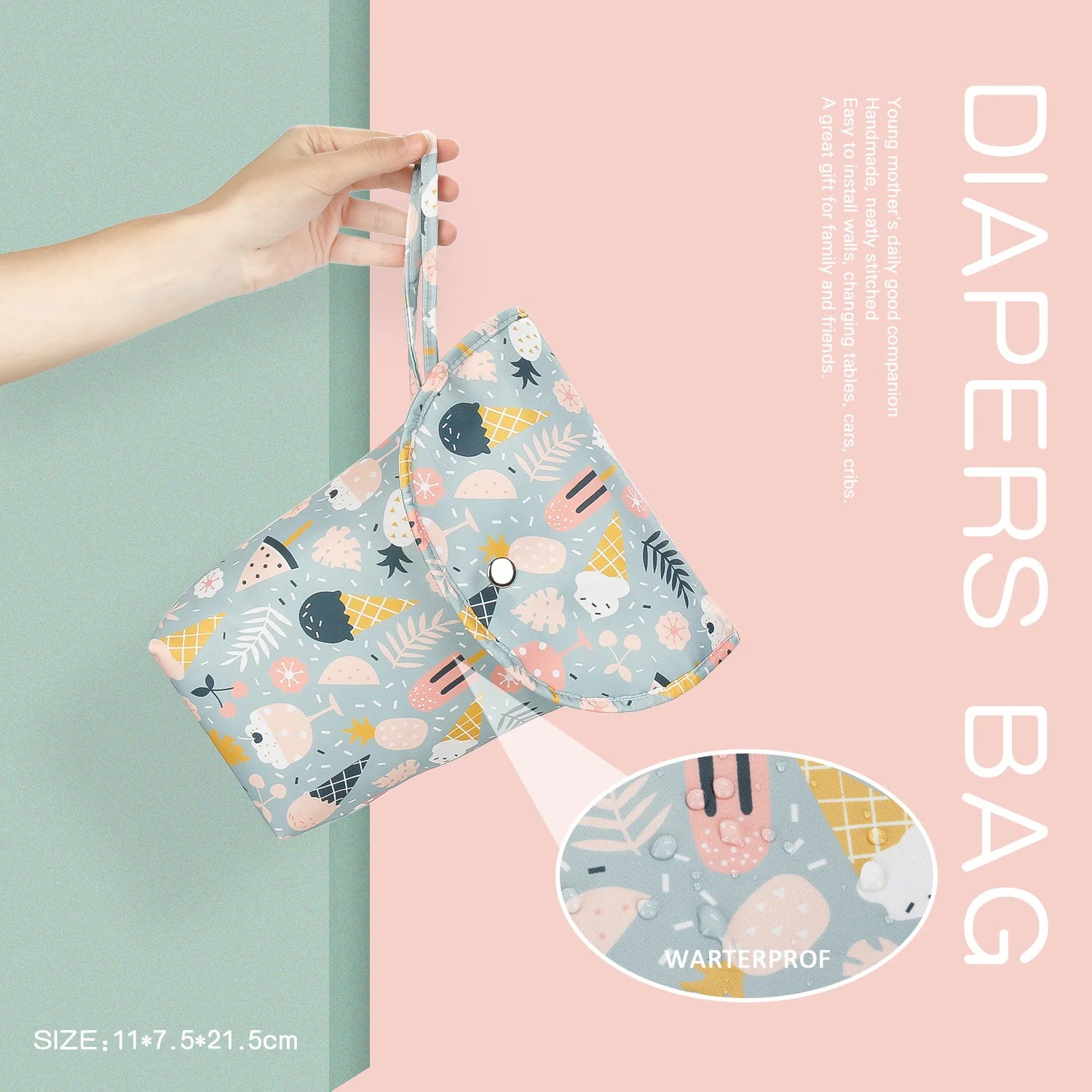Reusable Waterproof Baby Diaper Bag Organizer for Wet/Dry