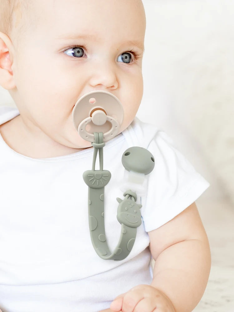 BPA-Free Silicone Pacifier Clips, One-Piece Design, Baby 3+