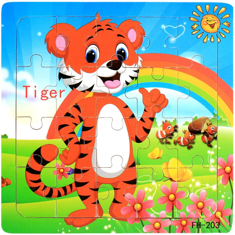 20pc Wooden 3D Animal Vehicle Puzzle Toy for Kids Age 1-3