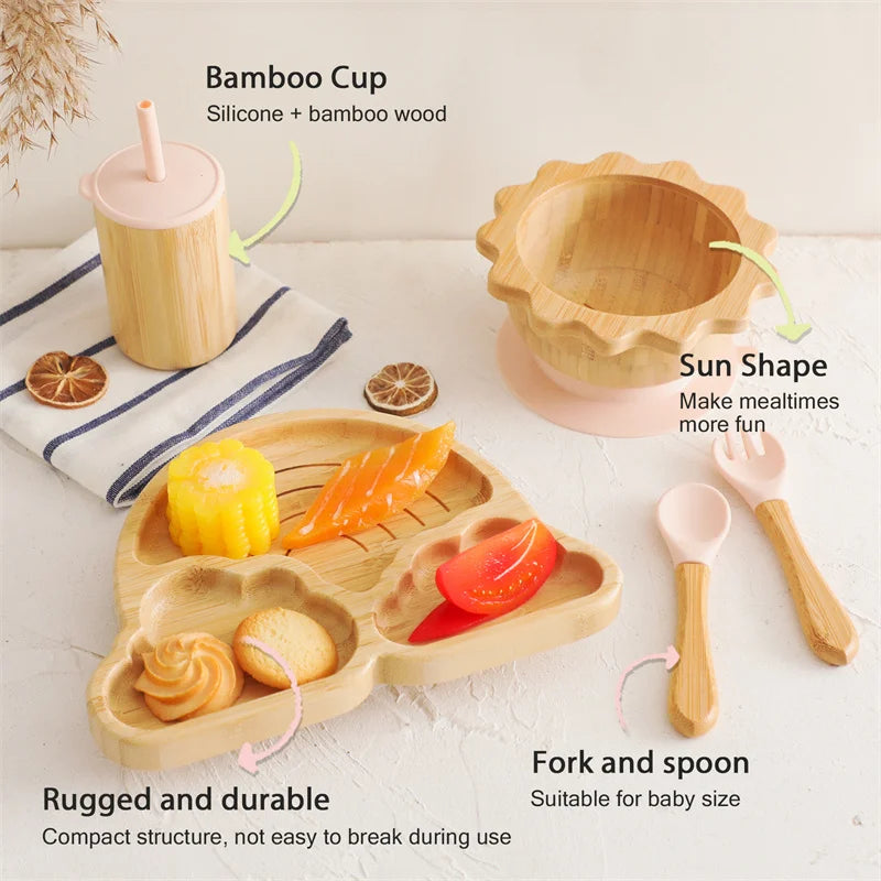 Baby Wooden Tableware Feeding Set