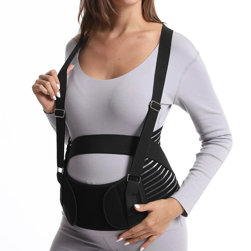 M-XXL Lumbar Back Brace Belt for Pregnant Women - Black