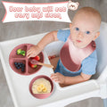 6/8-Piece Baby Silicone Tableware Set with Suction, Forks, Bibs & Cups