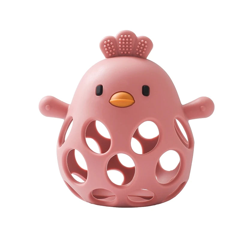 BPA-Free Silicone Hollow Teether & Rattle for 0-12 Months