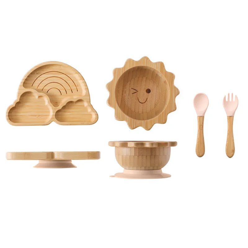 Baby Wooden Tableware Feeding Set