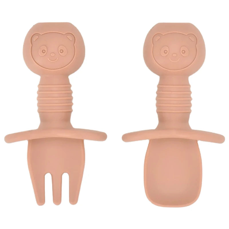 2PCS Baby Silicone Training Spoons | Kids Feeding Set