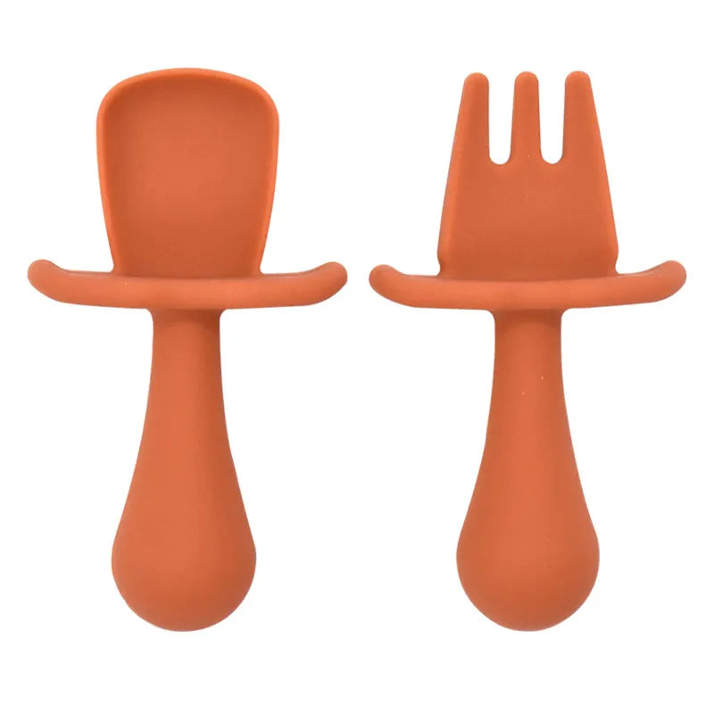 2PCS Baby Silicone Training Spoons | Kids Feeding Set