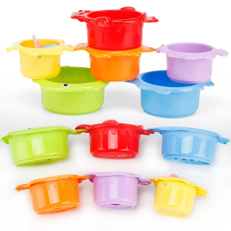 6Pcs Baby Stacking Cups Bath Toys Ocean Tower Gift Set